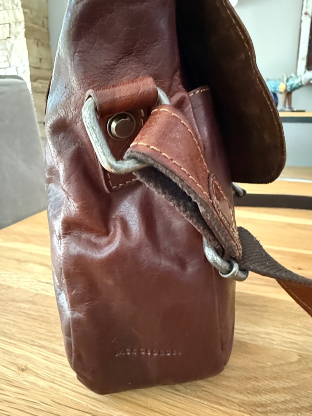 Jack Georges Voyager Horseshoe Crossbody Bag, Hand Stained Leather - Picture 7 of 13